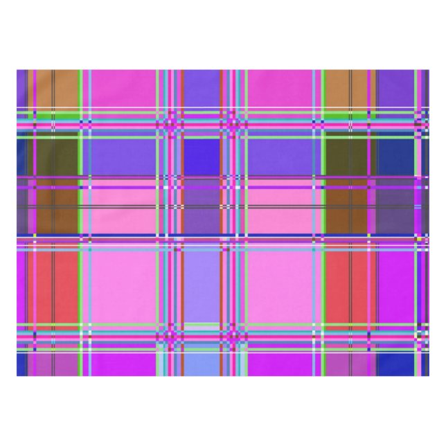 Pink tartan Fabric Pattern Cloth Madras Tischdecke (Vorderseite (Horizontal))