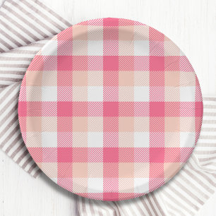 Pink Tartan Kariertes Muster Pappteller