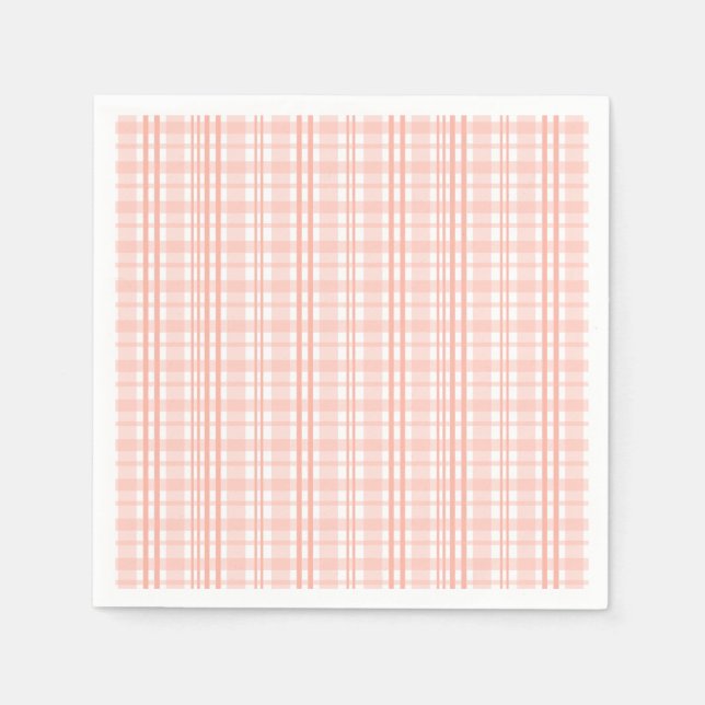 Pink Tartan Paper Napkins Berry Erstes Party Dekor Serviette (Vorderseite)