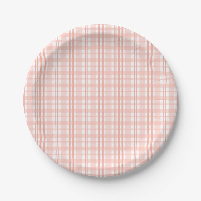 Pink Tartan Paper Tellers Summer First Birthday Pappteller (Vorderseite)