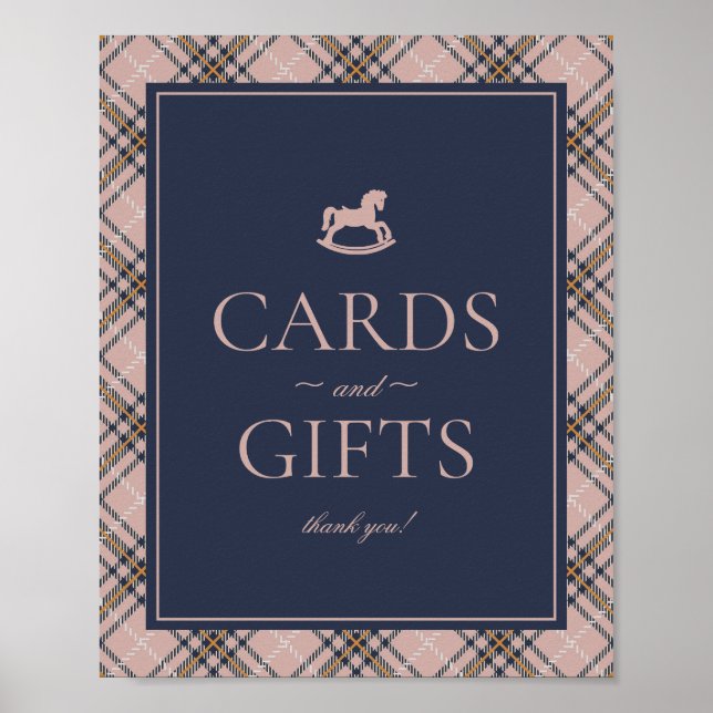 Pink Tartan Plaid Rocking Horse Cards & Gifts Poster (Vorne)