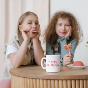 Pink Tartan Pumpkin Happy Halloween Kaffeetasse