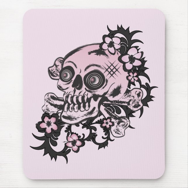 Pink Tattoo Skull Mousepad (Vorne)