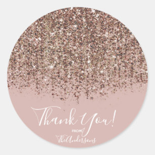 Pink Taupe Bronze Gold Glitter Glam Partygeschenk Runder Aufkleber