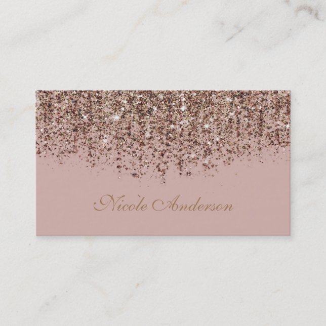 Pink Taupe Bronze Gold Glitzer Glam Visitenkarte (Vorderseite)