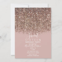 Pink Taupe Bronze Gold Glitzer Sweet 16 Party