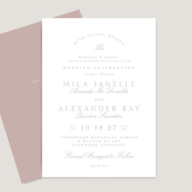 Pink Taupe Classic Calligraphy Formal Wedding Einladung (Von Creator hochgeladen)