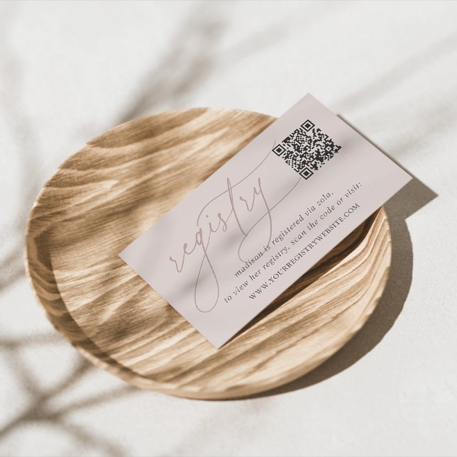 Pink Taupe Script Bridal oder Baby Showregister Begleitkarte (Von Creator hochgeladen)