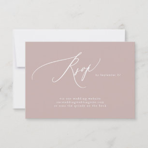 Pink Taupe White Simple QR Code Wedding Website RSVP Karte
