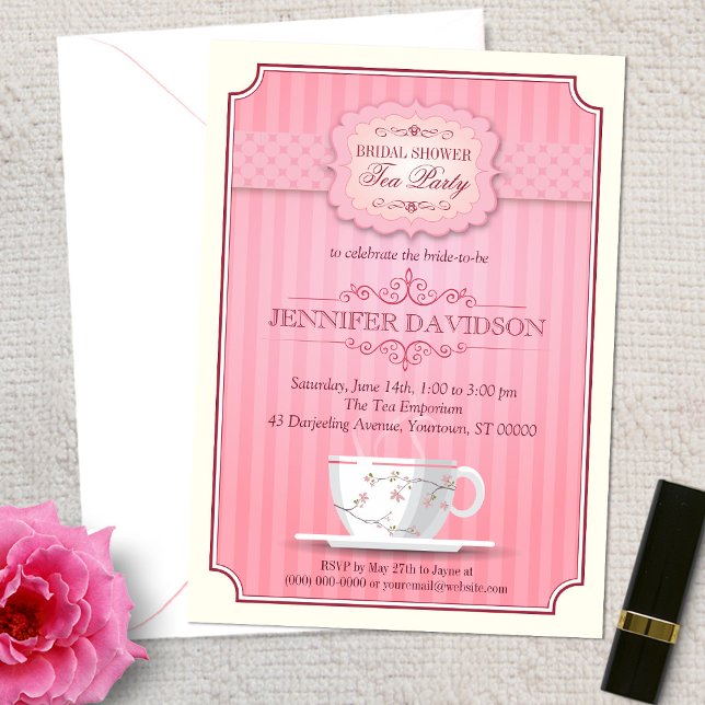 Pink Tea Party Bridal Dusche Einladung (Von Creator hochgeladen)