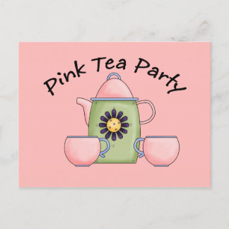Pink_Tea_Party Einladungspostkarte