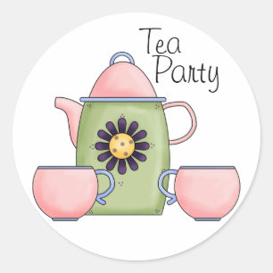 Pink Tea Party - Maßgeschneidert Runder Aufkleber