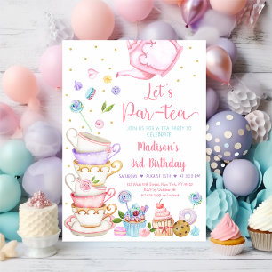 Pink Tea Party Zum Geburtstag Par-Tee Einladung