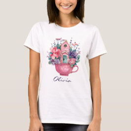 Pink Teacup Fairytale House Womens White T-Shirt