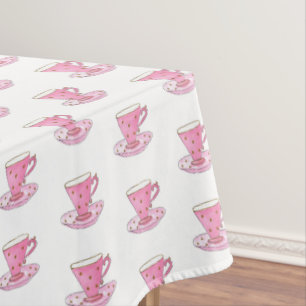 Pink Teacup Handgemalt Wasserfarbe Girly Pattern Tischdecke