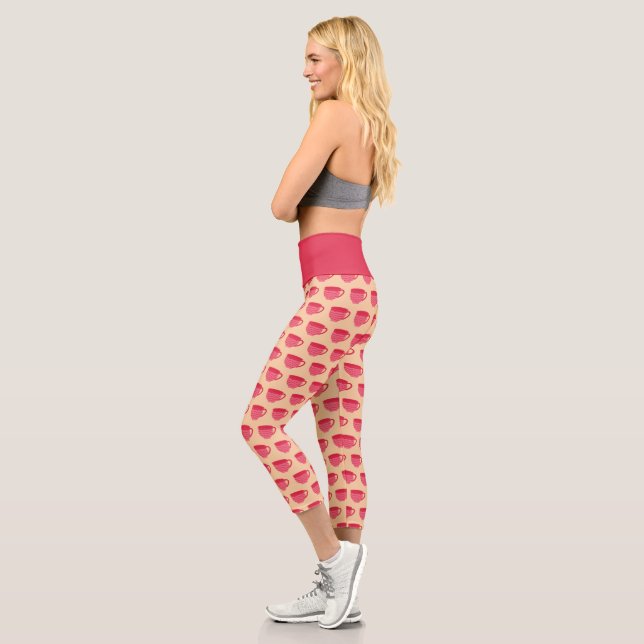 Pink Teacups Capri Leggings (Links)
