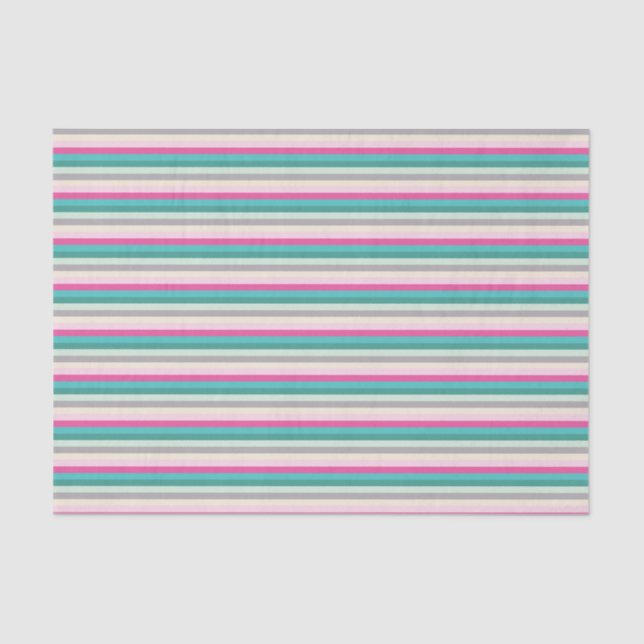 Pink Teal and Grey Striped Seidenpapier (Vorderseite)