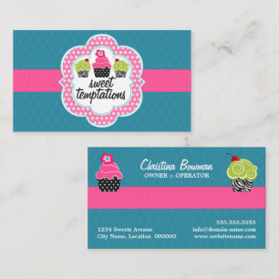 Pink Teal Cupcake Bäckerei Visitenkarte