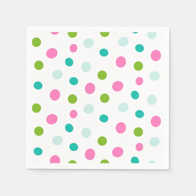 Pink Teal Polkadots Simple Modern Christmas  Serviette (Vorderseite)