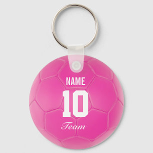Pink Team Soccer Ball Personalisierter Name Schlüsselanhänger