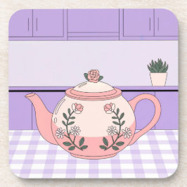 Pink Teapot Lavendel Plastik Untersetzer Set
