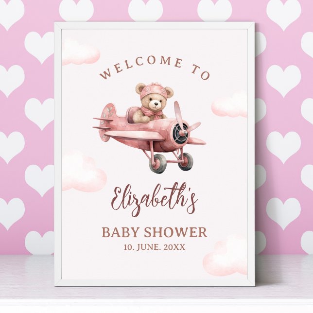 Pink Teddy Baby Shower for a Girl Poster (Von Creator hochgeladen)