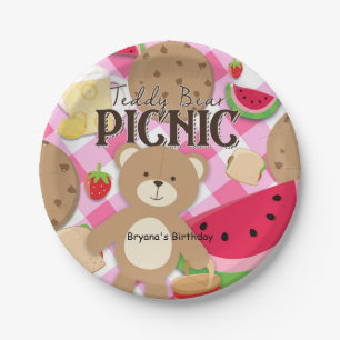 Pink Teddy Bär Picknick Sommer Geburtstagsfeier Pappteller