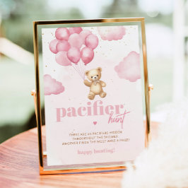 Pink Teddy Bär Schnuller Jagen Baby Dusche Spiel Poster
