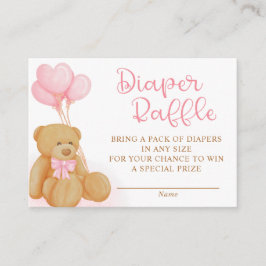 Pink Teddy Bären Balloons Diaper Raffel Begleitkarte
