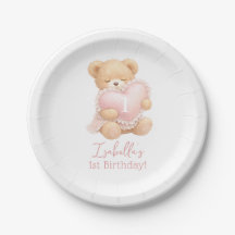 Pink Teddy Bear 1st Birthday Girl