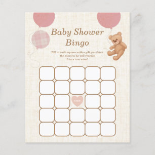 Pink Teddy Bear Baby Dusche Bingo Spiel