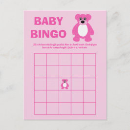 Pink Teddy Bear Baby Dusche Bingo Spielkarten Ankündigungspostkarte
