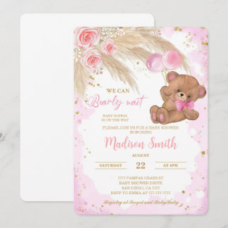 Pink Teddy Bear Baby Dusche einladen Einladung