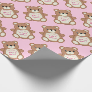 Pink Teddy Bear Baby Dusche Geschenkpapier