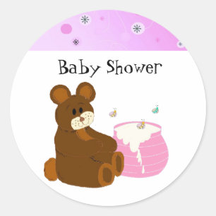 Pink Teddy Bear Baby Dusche Runder Aufkleber