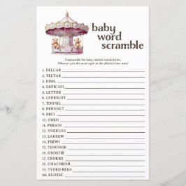 Pink Teddy Bear Baby Dusche Word Scramble Spiel