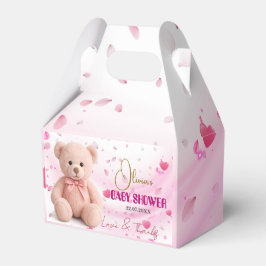 Pink Teddy Bear Baby Shower Favor Box- Editable Geschenkschachtel