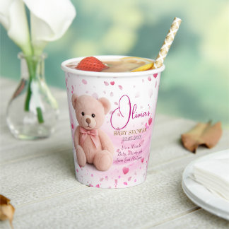 Pink Teddy Bear Baby Shower Paper Cup – Party Cups Pappbecher