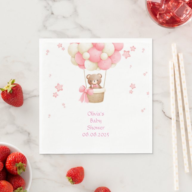 PINK TEDDY BEAR BABY SHOWER  SERVIETTE (Beispiel)