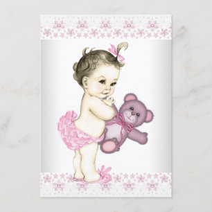Pink Teddy Bear Babydusche Einladung