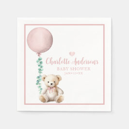 Pink Teddy Bear Babydusche Napkins Serviette