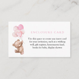 Pink Teddy Bear Babyduschkarte Begleitkarte