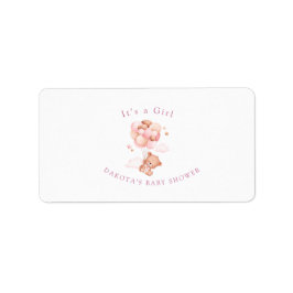Pink Teddy Bear Balloon Baby Dusche Rücksendeadres Adressaufkleber
