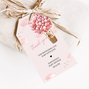 Pink Teddy Bear Balloon Baby Shower Fevor Tags Geschenkanhänger