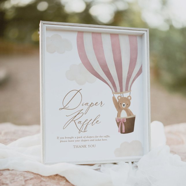 Pink Teddy Bear Balloon Babydusche Windelwanne Poster (Von Creator hochgeladen)