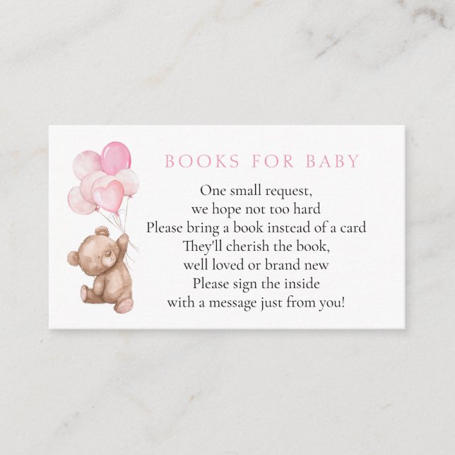 Pink Teddy Bear Books for Baby Begleitkarte (Vorderseite)
