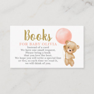 Pink Teddy Bear Books for Baby Request Card Begleitkarte