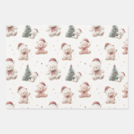 Pink Teddy Bear Christmas Geschenkpapier Set