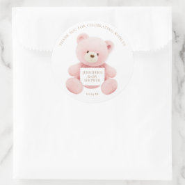 Pink Teddy Bear Danke Runder Aufkleber