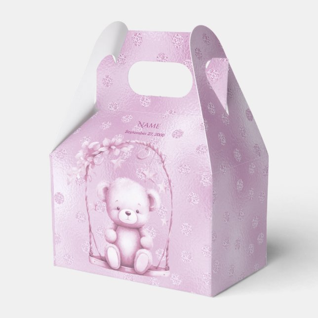Pink Teddy Bear Favor Box Geschenkschachtel (Vorderseite)